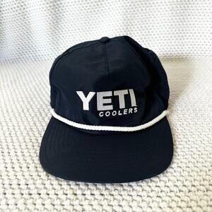 YETI Coolers Rope Hat Snapback Embroidered Spell Out Blue Trucker Cap Hat OS